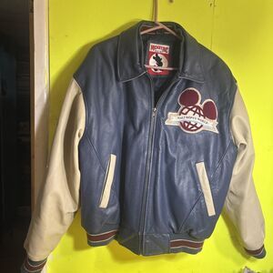 Vintage Disney Leather Bomber Jacket 25th Anniversary 1996 Menʼs Large